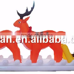 Christmas Decoration Inflatable Santa Claus Flies by Sleigh/ Inflatable Christmas Santa With Reindeer thumbnail-1