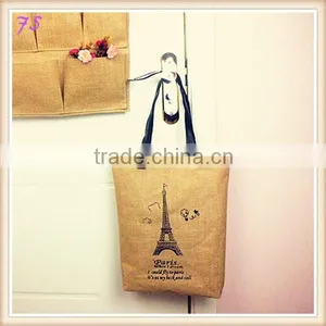 Fashion Lady Jute Shopping Bag With PU Handle thumbnail-1