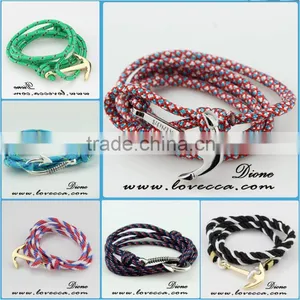 Nautical Sailing Colorful Nylon Rope Bracelet With Anchor Clasp thumbnail-1