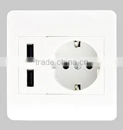 Popular Unique Design Dual Usb 5V 2.1A Europe Type Germany Charger Outlet thumbnail-1