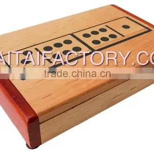 Traditional Dominoes in Modern Wood Box With Silkscreen Artwork thumbnail-1