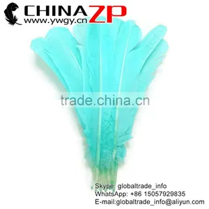 NO.1 Plume Supplier ZPDECOR Crafts Factory Cheap Dyed Light Blue Solid Color Turkey Feathers thumbnail-1