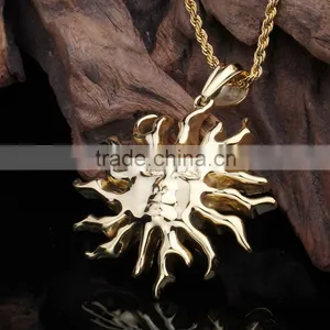 Fashion Stainless Steel Gold Plated Sun Moon Pendant thumbnail-4