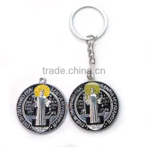 YIWU Wholesale St.benedict Medal Keychain With Oil Epoxy,christopher Medal Keychain,religious Christian Benedict Keychain thumbnail-2