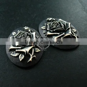 30x40mm Oval Dark Resin Rose Black Cameo Vintage Style Cabochon DIY Pendant Charm Supplies 4120073 thumbnail-2