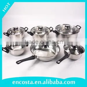 12pcs Cooking Pots Stainless Steel Non-stick Cookware Set With Glass Lid thumbnail-1