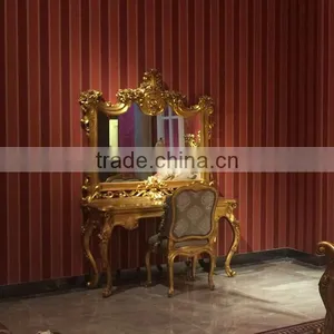 Luxury Gold Painting Royal Bed With Night Stand, Antique Solid Wood Carved Bedroom Set, Palace Design Wood Bedroom Furniture Set thumbnail-2