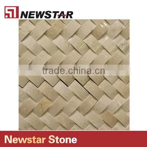 Newstar Herringbone 3d Cambered Crema Marfil Polished Tile Mosaic thumbnail-1