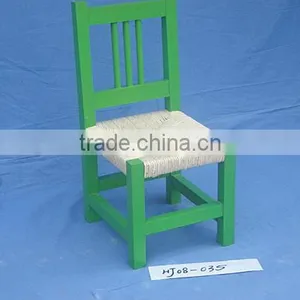 Solid Small Wood Children Chair With Ratten Cushion thumbnail-3