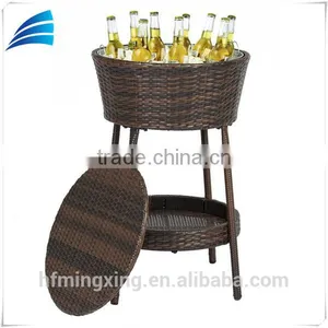 Outdoor Patio PE Rattan Wicker Ice Bucket Cooler With Tray&stand thumbnail-1