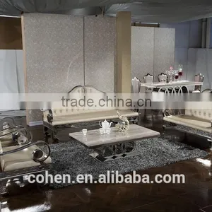 Audi Symbol Base Marble Top Dining Table Set/dining Table and Chairs With Stainless Steel Furniture and Restaurant Furniture thumbnail-5