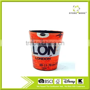 The Letter Of London Print Waste Bin Faux Leather Trash Can thumbnail-1