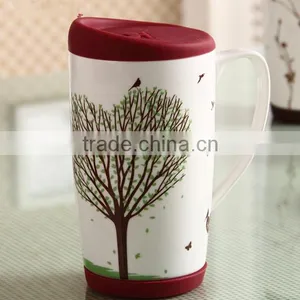 Ceramic Coffee Mug With Silicone Lid,Travel Mug thumbnail-2