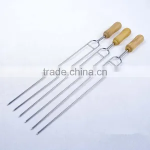 6 Pieces BBQ Tool Stainless Steel BBQ Fork Roasting Fork With Wood Handle thumbnail-4