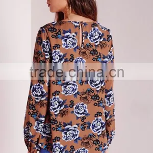 Best Selling Ladies Floral Printed Casual Blouse Low Price thumbnail-5