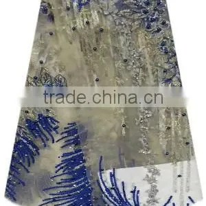 Shanghai Bestway Fashionable Shiny Textile Material Fabric French Lace Fabric Nice Tulle Lace With Sequins and Beads FL1395 thumbnail-5