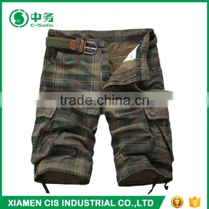 New Style Summer Casual 100% Cotton 6 Pockets Mens Baggy Plaid Cargo Shorts thumbnail-1