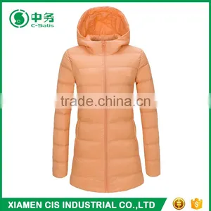 Popular Style Colorful Winter Shiny Ladies Long Down Jacket With Hood thumbnail-3