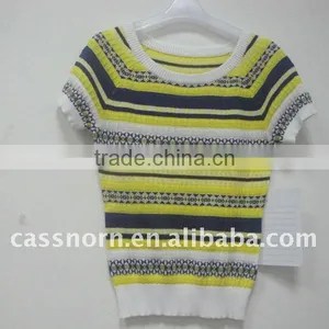 2015 Spring Girls Jacquard Sweater With Short Sleeve thumbnail-1
