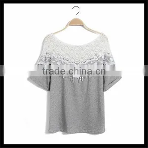 Hot Sell Fashion Korea Style Lace Design Women Summer Blank Latest Printing T-shirt Girl thumbnail-5