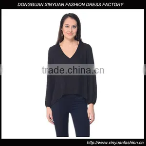 Womens Casual Fashion Blouses 2017 New Designs Long Sleeve V Neck Loose Blouses for Girls thumbnail-1