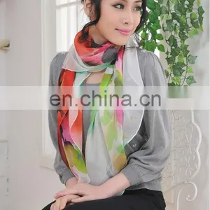 Digital Printed 100%Silk Square Chiffon Scarf thumbnail-1