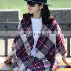 European Winter Cashmere Scarf Plaid Scarf Increase Double Colorful Square Scarf Shawl thumbnail-2