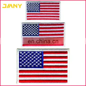 Custom Small US Flag Patches Gray Borders Embroidered American Flags thumbnail-1