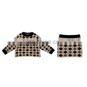 2020 Newest Vintage Thicken Knitted Sweater Suits Hot Selling Wholesale Korea Fashion Sweater Set thumbnail-1