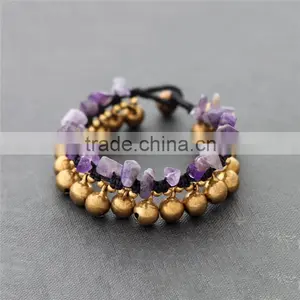 Purple Crystal Bell Bead Bracelet XE09-0214 thumbnail-1