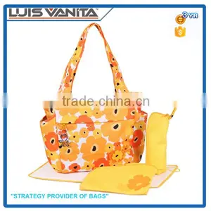 2016 Fancy Yellow Tote Diaper Bag for Mummy thumbnail-1