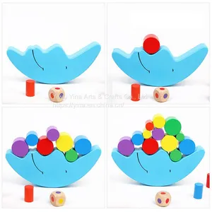 Wooden Cartoon Moon Balance Toy Balancing Game Set Stacking Cylinder Blocks Educational Toys For Kids thumbnail-3
