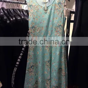 Fishnet Flowery 2015turkish Fashion Dress With Jewel on the Round Neck thumbnail-2