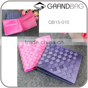 Latest Fashion Soft Woven Sheep Leather Women Bifold Wallet Thin Leather Wallet thumbnail-1