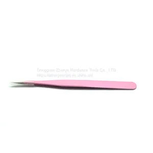 Tweezers Beauty Tool Planting/grafting Eyelashes Bird's Nest Hair Picking Stainless Steel Straight Head Tweezers Pink Pointed Cute Sticker thumbnail-1