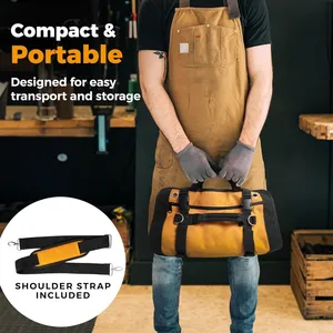 Heavy Duty Tool Roll Bag Organizer - Travel Roll up Tool Bag With 6 Zip Organizer Pouches thumbnail-3