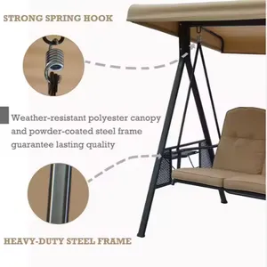 Outdoor Three Seat Swing Chair With Adjustable Canopy thumbnail-4