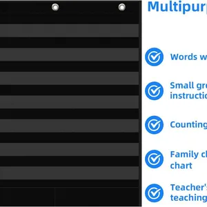 Standard Pocket Chart, Clear 5 Pockets Words Chart With Extra Storage Pocket for School Home Office Use, Word Wall and Sentence Strips thumbnail-3