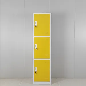 Yellow Color 3 Doors Metal Gym Locker Steel Storage Cabinet School Locker thumbnail-1
