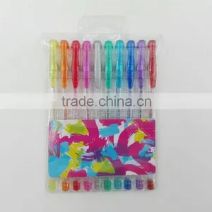Promotionial 10 Colored Ink Gel Pen Set Rainbow Gel Ink Pen for School Kids thumbnail-1