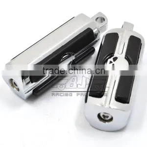 BJ-FP216-051 Chrome Billet Aluminum Foot Pegs Pedal for Serrated Harley Davidson Style thumbnail-5