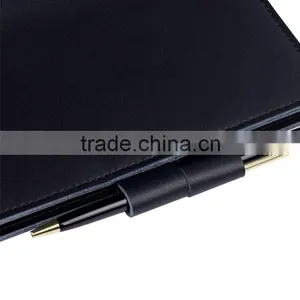 Black Fashionable a5 Refillable Genuine Leather Notebook With Pen Attached thumbnail-3