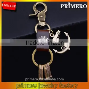 Men Custom Anchor Key Chain Female Leather Keyring Novelty Items thumbnail-1
