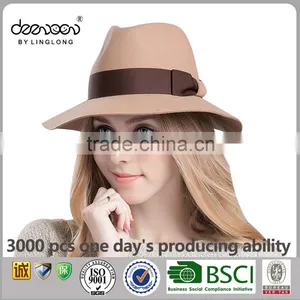 Custom Wide Brim Wool Felt Hat Wholesale Women Men Fedora Hat thumbnail-5