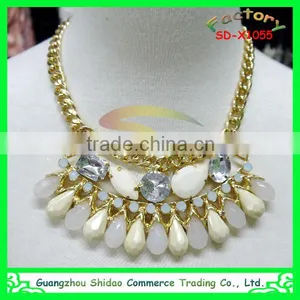 Handmade Chunky Bead Necklace Crystal Pendants Jewelry thumbnail-1