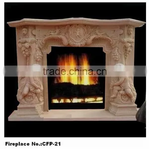 Yellow Child Angel Sculpture Antique Stone Artificial Fireplace Mantel thumbnail-1
