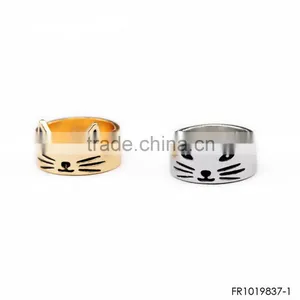 Gold or Silver Cute Cat Ring Fashion Simple Design Friendship Ring Set thumbnail-1
