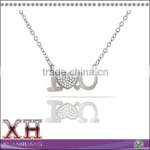 Hot Sale Sterling Silver Cubic Zirconia I Love You Heart Letter Necklace thumbnail-1
