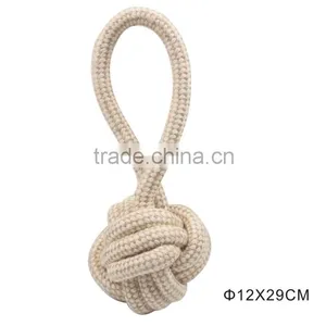 Chewable Dog Jute Rope Ball With Handle Eco-friendly Dog Toy thumbnail-3