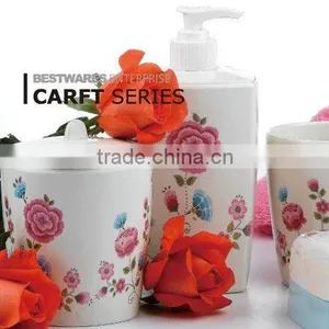 Beautiful Large Capacity Flower Decal Melamine Complete Bathroom Set thumbnail-1